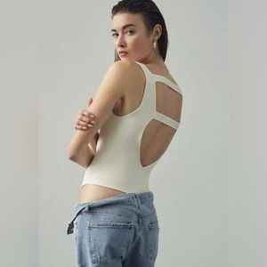 By Anthropologie Seamless Deep-V Bodysuit - Size S/M, new without tags!